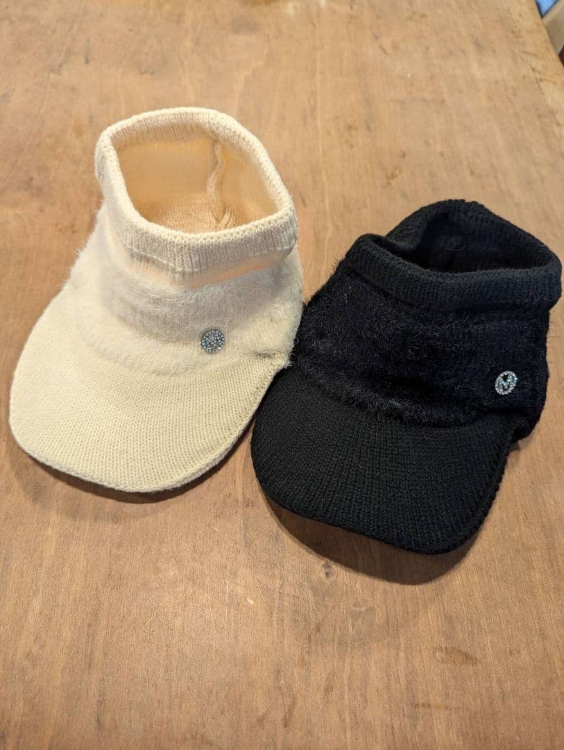 【人気】ホワイト　秋冬　帽子　耳当て　サンバイザー　ニット帽　ゴルフ　レディース