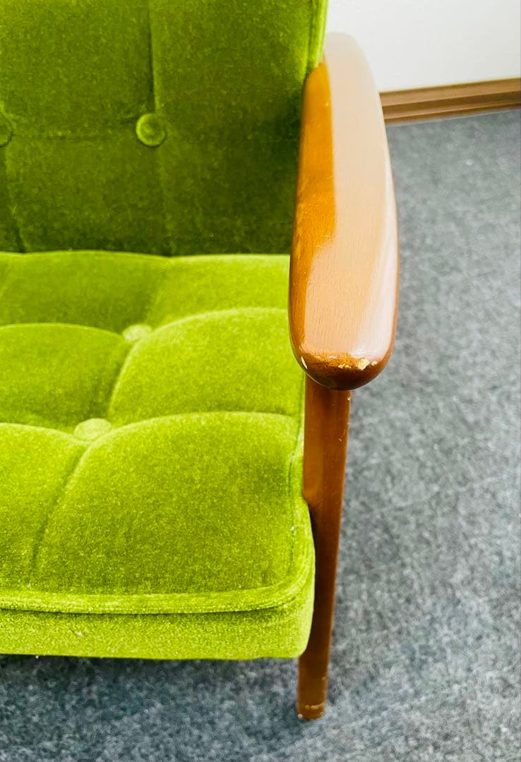 【最終値下げ】カリモク60 Kチェアミニ モケットグリーン　子供用