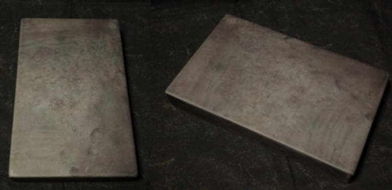 ■端渓硯■饕餮文彫琢の長方硯■玳瑁班・青花・金線■約8吋■古い合木箱