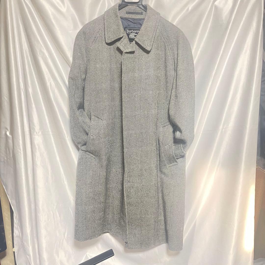 Burberry ステンカラー　コート　ヘリンボーン　グレー　カシミヤ混