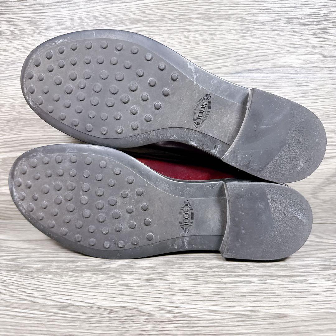 美品 トッズ タッセルローファー フリンジ バーガンディ 36 本革