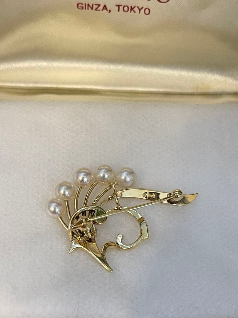 ミキモトMIKIMOTO パール K14 ゴールド　ブローチ