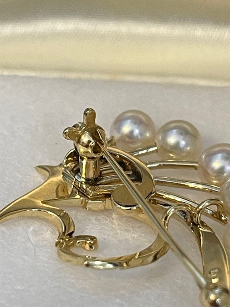 ミキモトMIKIMOTO パール K14 ゴールド　ブローチ