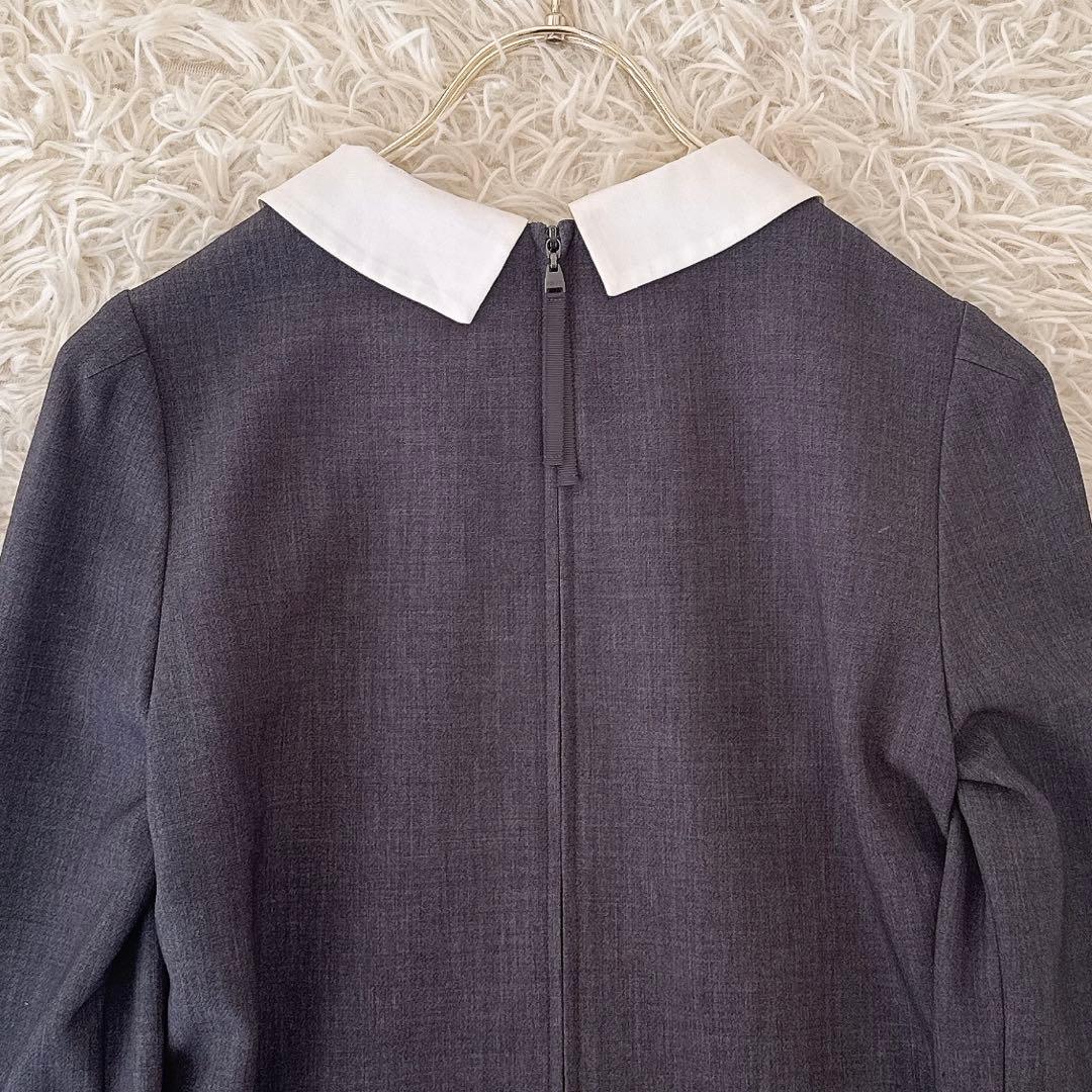 美品✨フォクシー プライベートノワール 白襟 ワンピース ドレス グレー 38