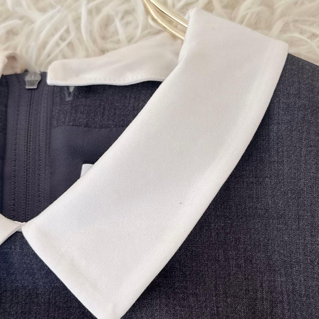 美品✨フォクシー プライベートノワール 白襟 ワンピース ドレス グレー 38