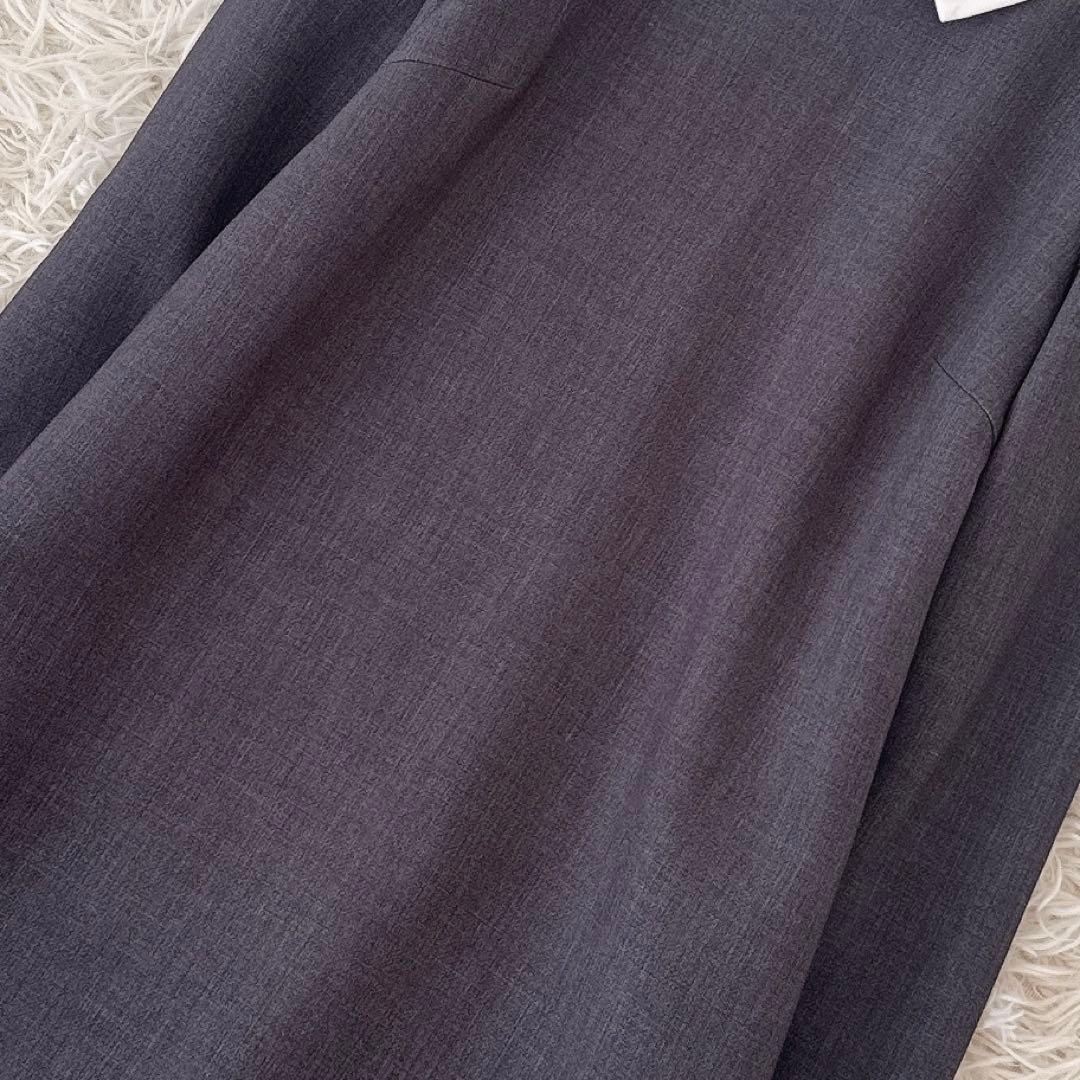 美品✨フォクシー プライベートノワール 白襟 ワンピース ドレス グレー 38