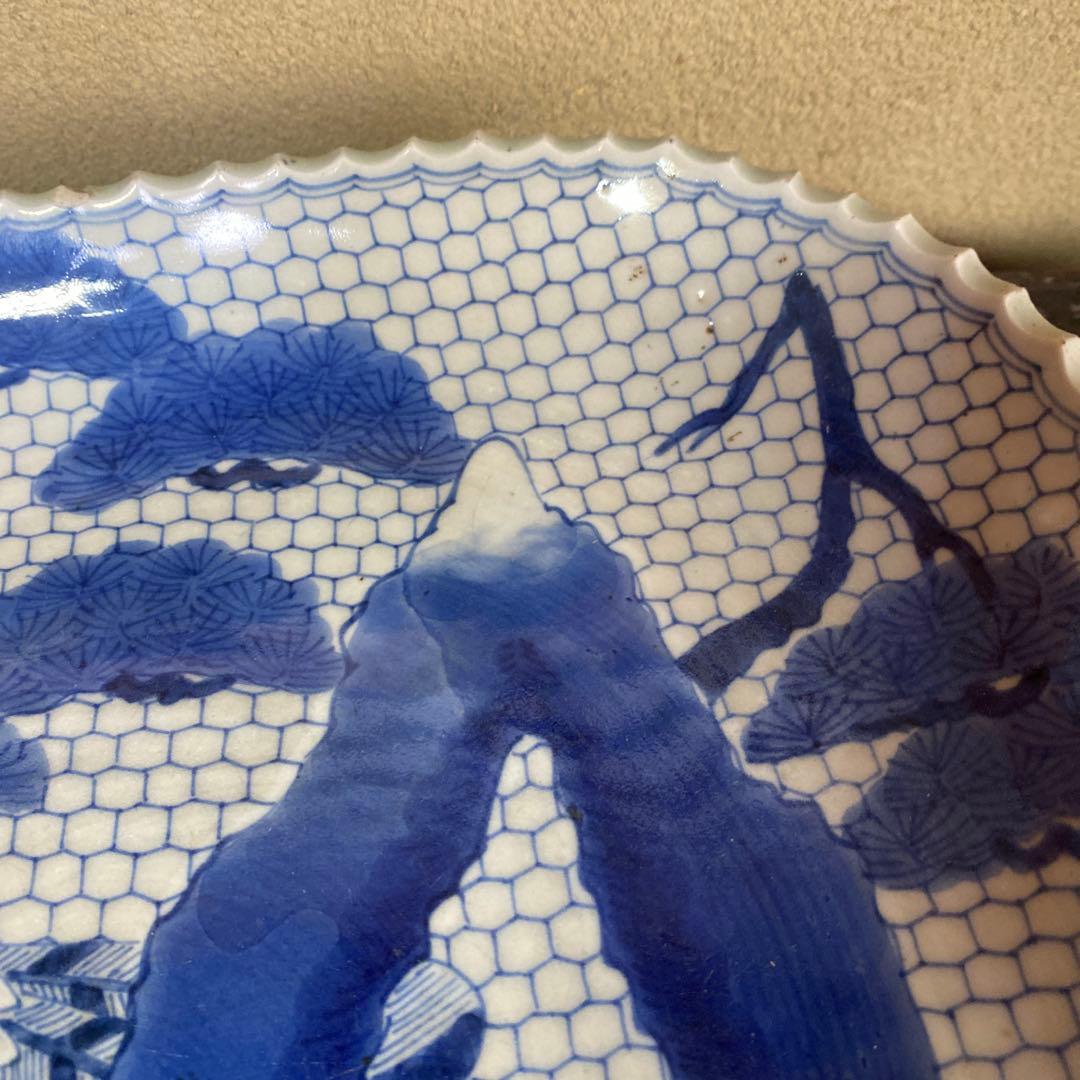 古伊万里江戸後期染付鷹狩り図大皿 - メルカリ