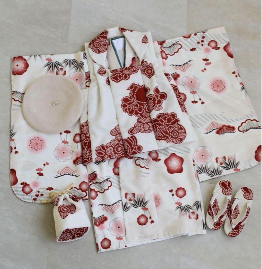 新品 utatane ひよこ商店 七五三 着物 3歳 女の子 被布フルセット