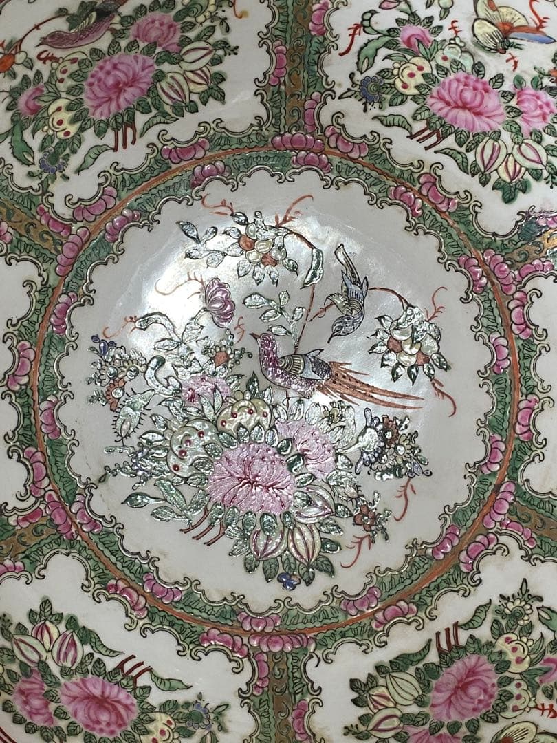 ♦️中国古陶磁 民国時代 大清道光年製 粉彩 吉祥花鳥図大鉢 景徳鎮窯 古美術