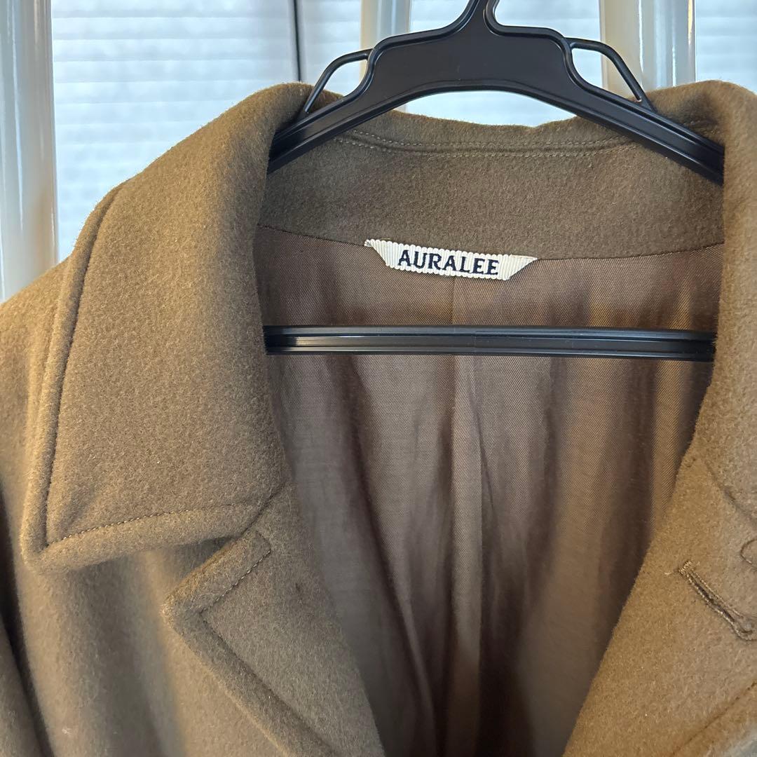 AURALEE オリーブ ウールステンカラーコート共布ベルト付き美品