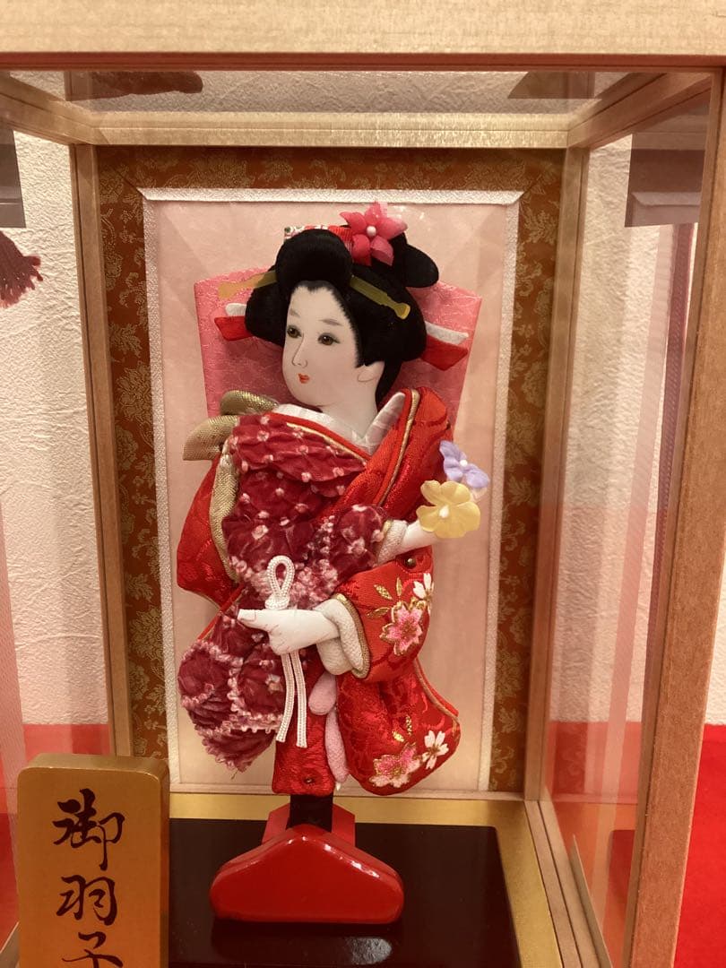 羽子板飾り　ガラスケース入り　ミニタイプ　木製ケース　さくら6号