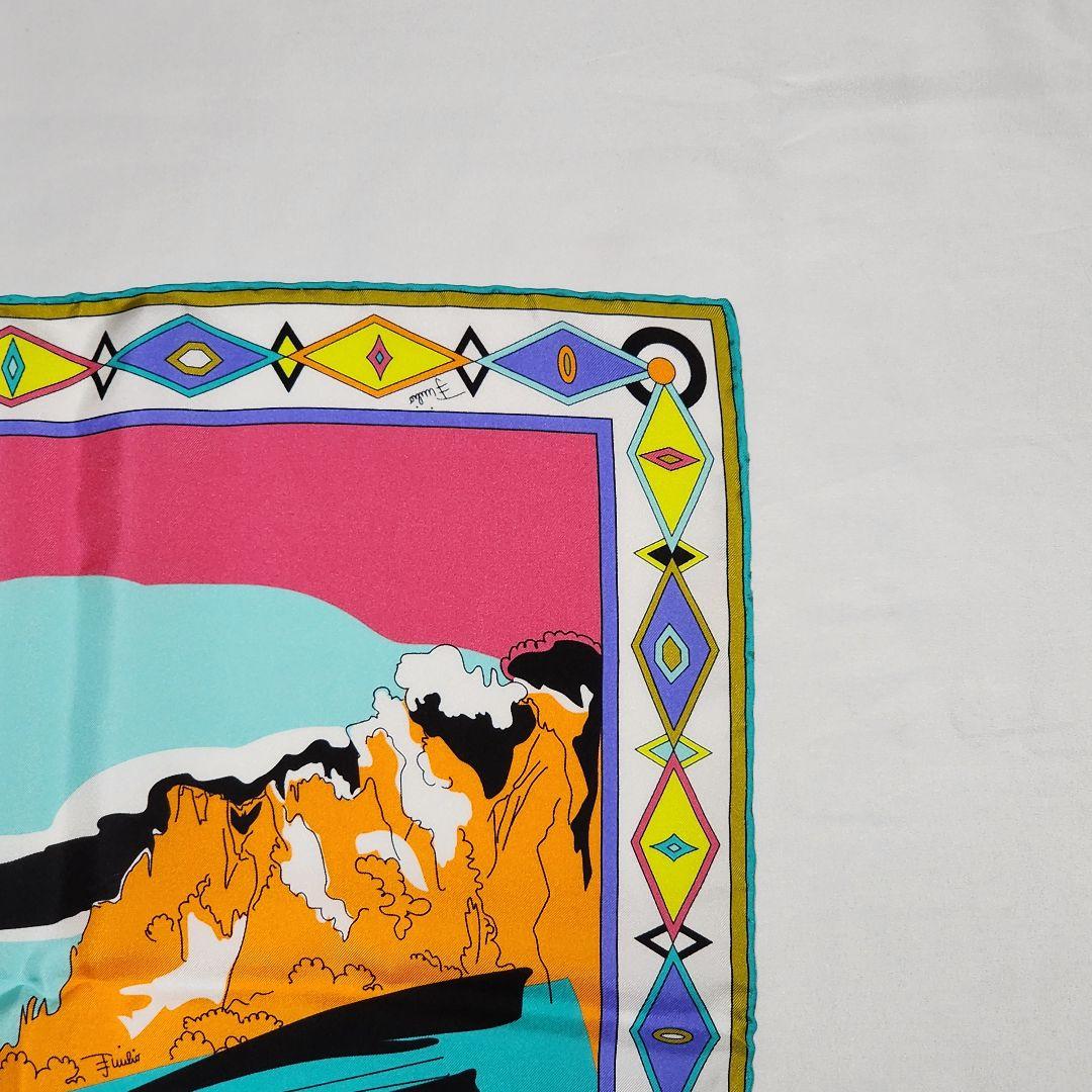 美品 ★エミリオプッチ★ スカーフ 大判 リゾート 女性 シルク スカイブルー.