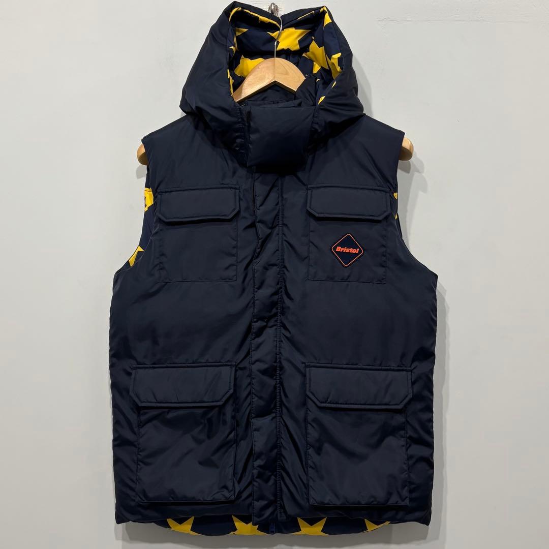 美品 名作 FCRB NIKE スター 星 総柄 リバーシブル ダウンベスト M