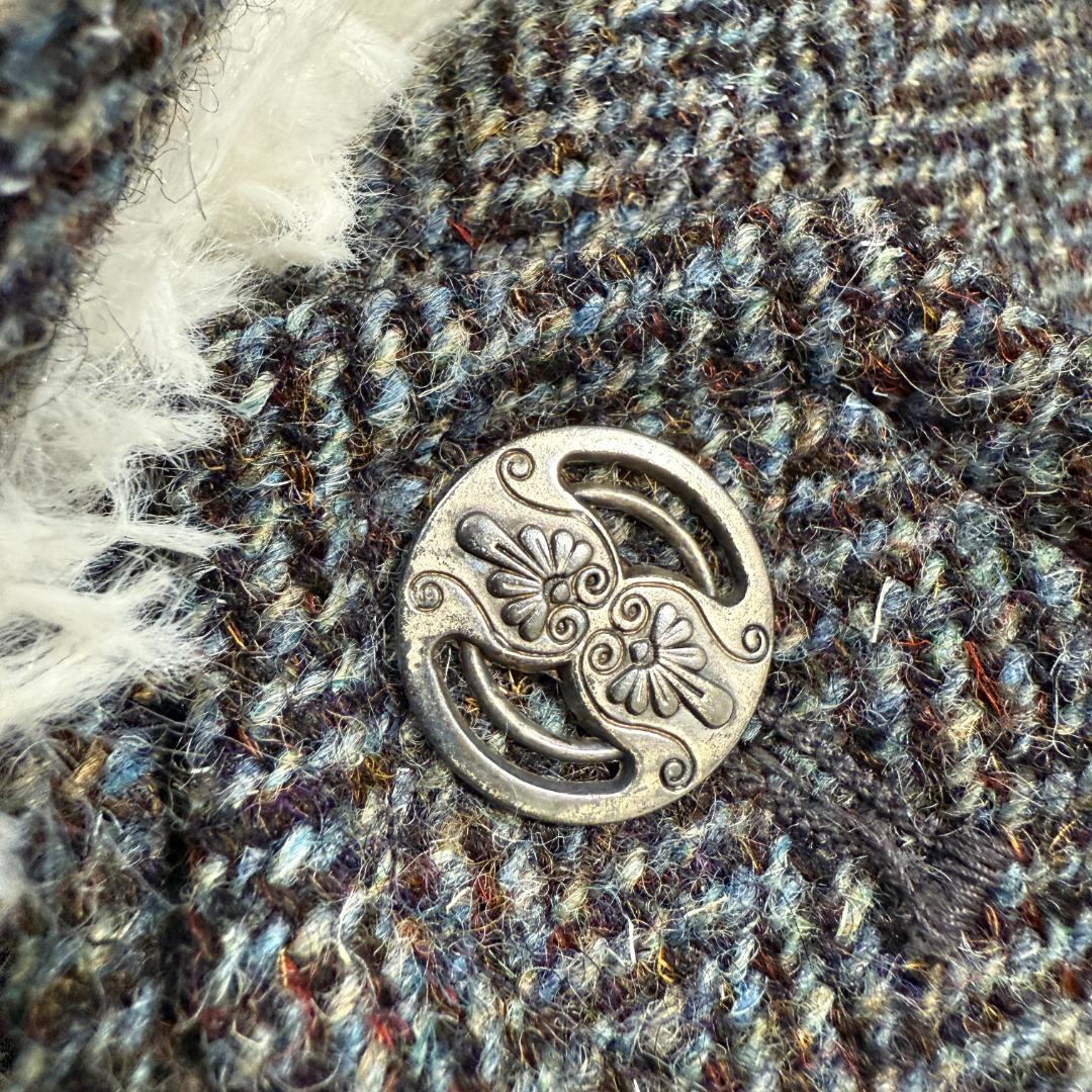 【世界一つのオーダー品】ハリスツイード　銀ボタン　チェスターコート　ロングコート