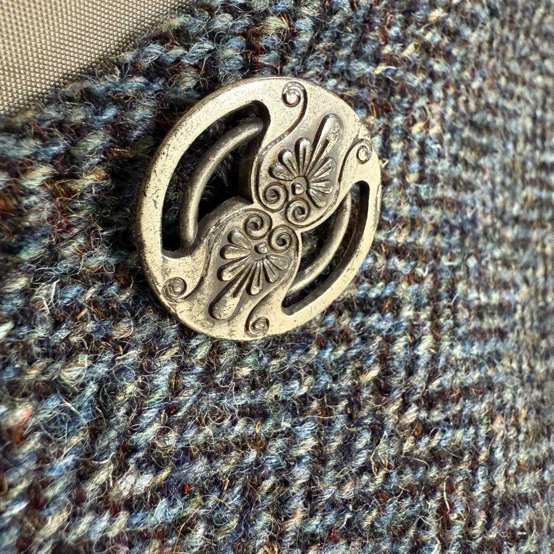 【世界一つのオーダー品】ハリスツイード　銀ボタン　チェスターコート　ロングコート