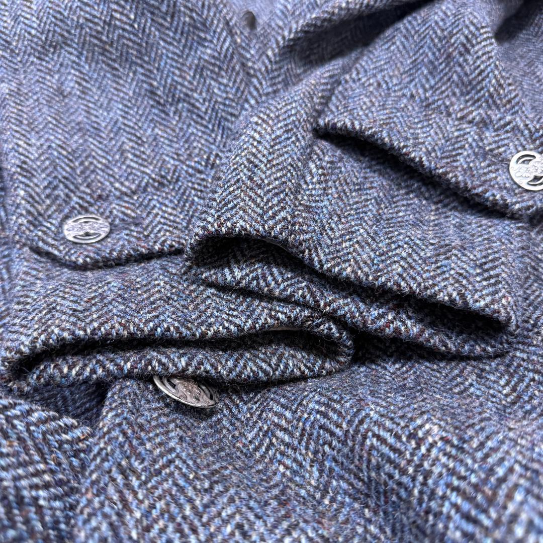 【世界一つのオーダー品】ハリスツイード　銀ボタン　チェスターコート　ロングコート