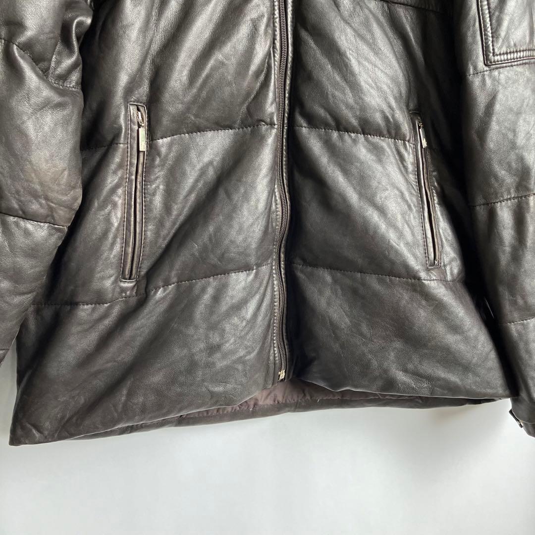 00s モンクレール 茶タグ レザー ダウンジャケット Moncler