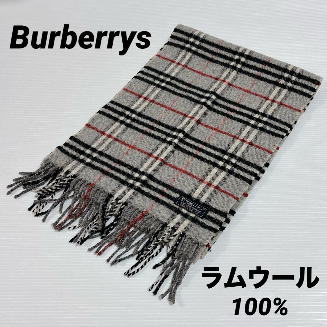Burberrys ラムウール ノバチェック マフラー グレー 英国 バーバリー