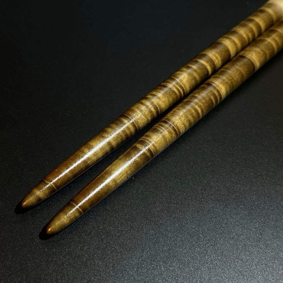 80 【旋盤使用】万能型マイバチ 激黒朴 激縮杢 高密度材 グリップ