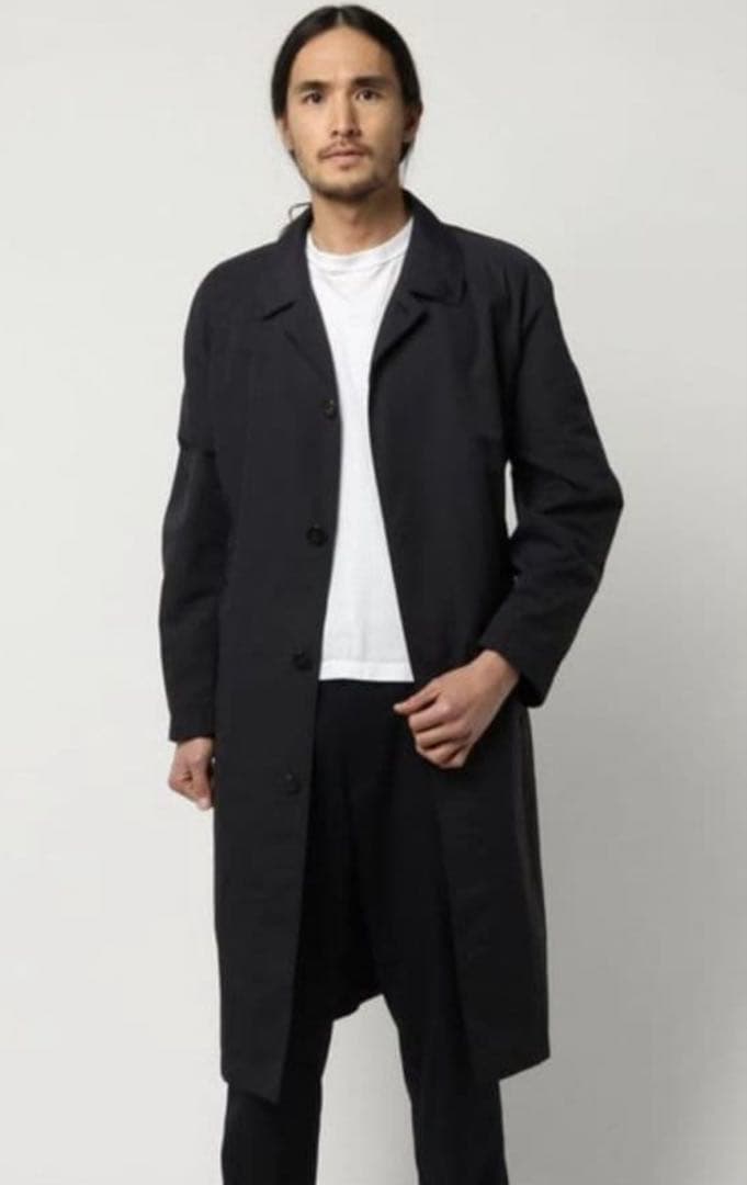 ES:S　ナイロンステンカラーコート　ブラック