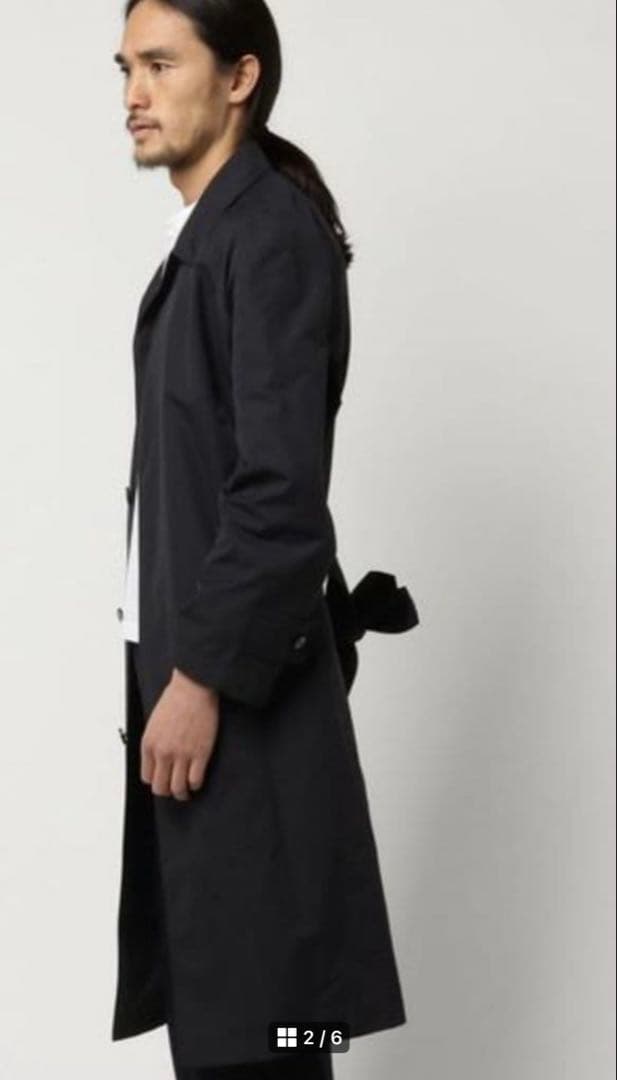 ES:S　ナイロンステンカラーコート　ブラック