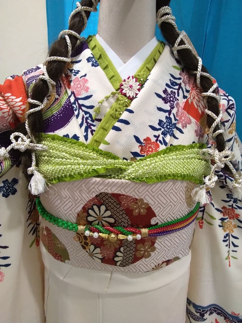 【専用】、正絹振袖、我妻紅型落款、重ね衿帯揚げ帯締め、袋帯、長襦袢★