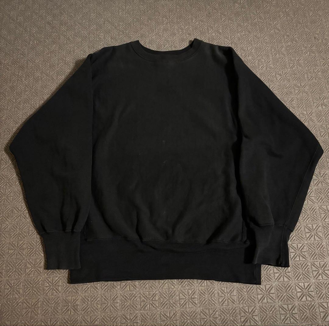 希少 黒 90s USA製 リバースウィーブ 完全目無し ブラック 墨黒