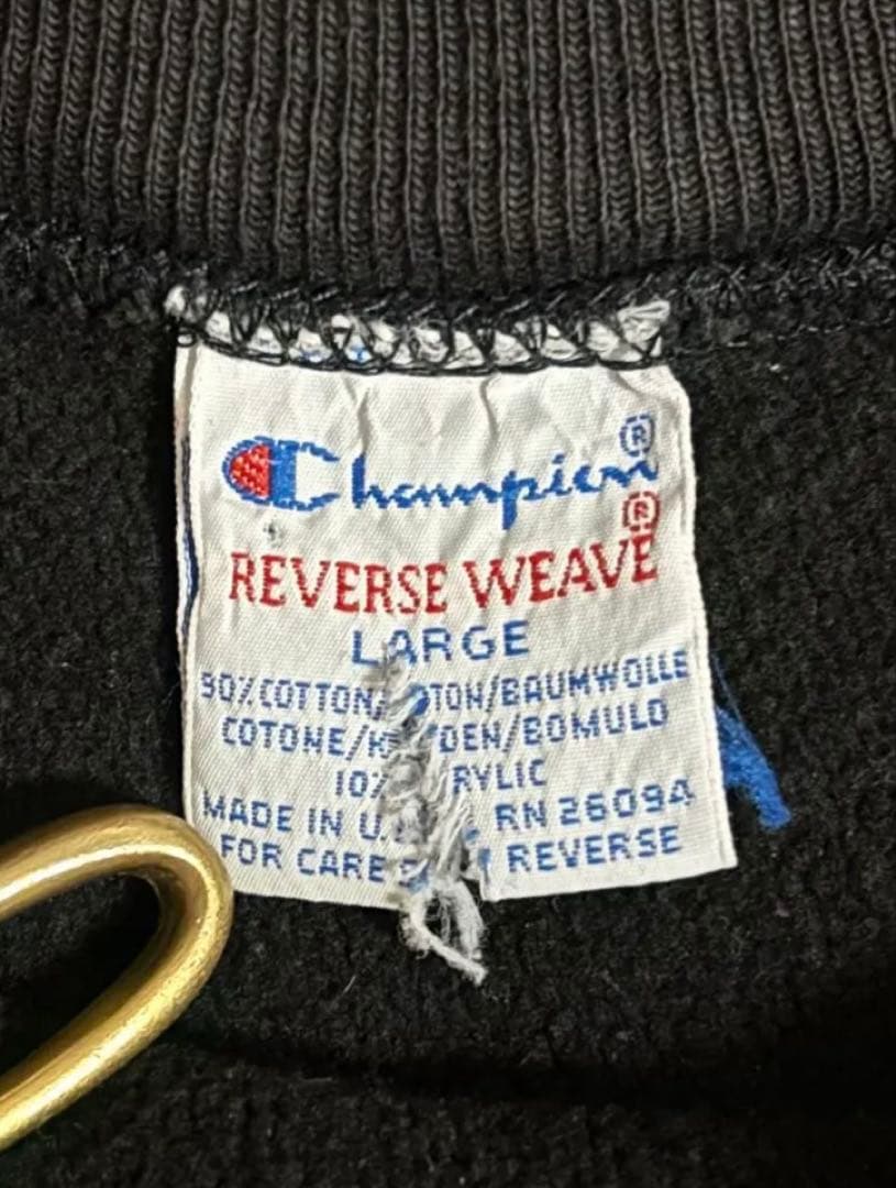 希少 黒 90s USA製 リバースウィーブ 完全目無し ブラック 墨黒