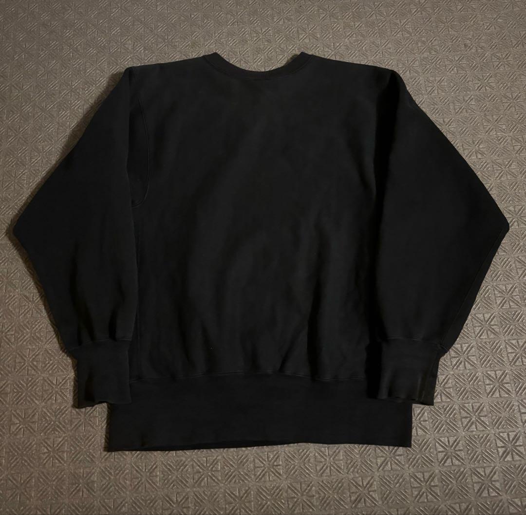 希少 黒 90s USA製 リバースウィーブ 完全目無し ブラック 墨黒