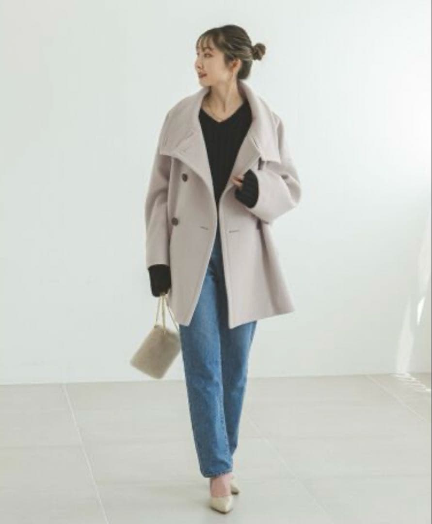 Noble スタンドカラーオーバーコート ベージュ