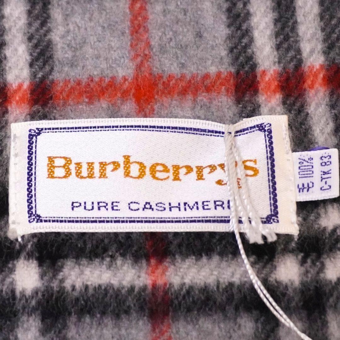 【未使用品】バーバリー グレー ノバチェック カシミアマフラー