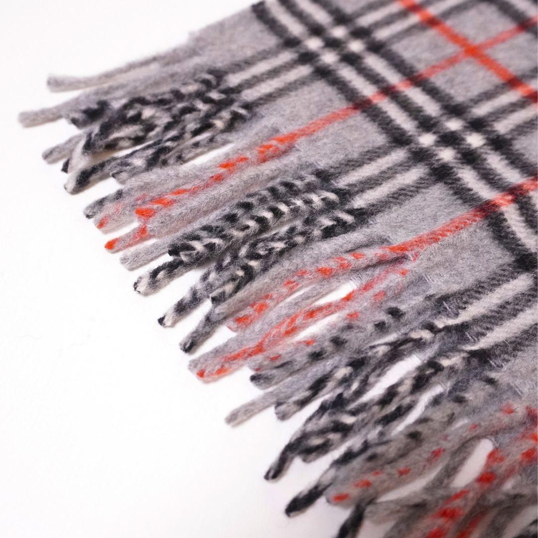 【未使用品】バーバリー グレー ノバチェック カシミアマフラー