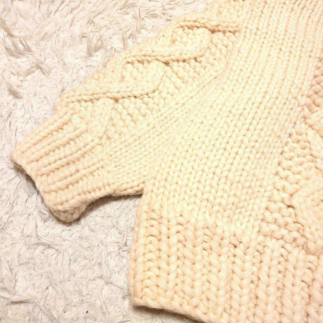 THUNDERBIRD カウチン ウッドボタン ケーブルニット L相当