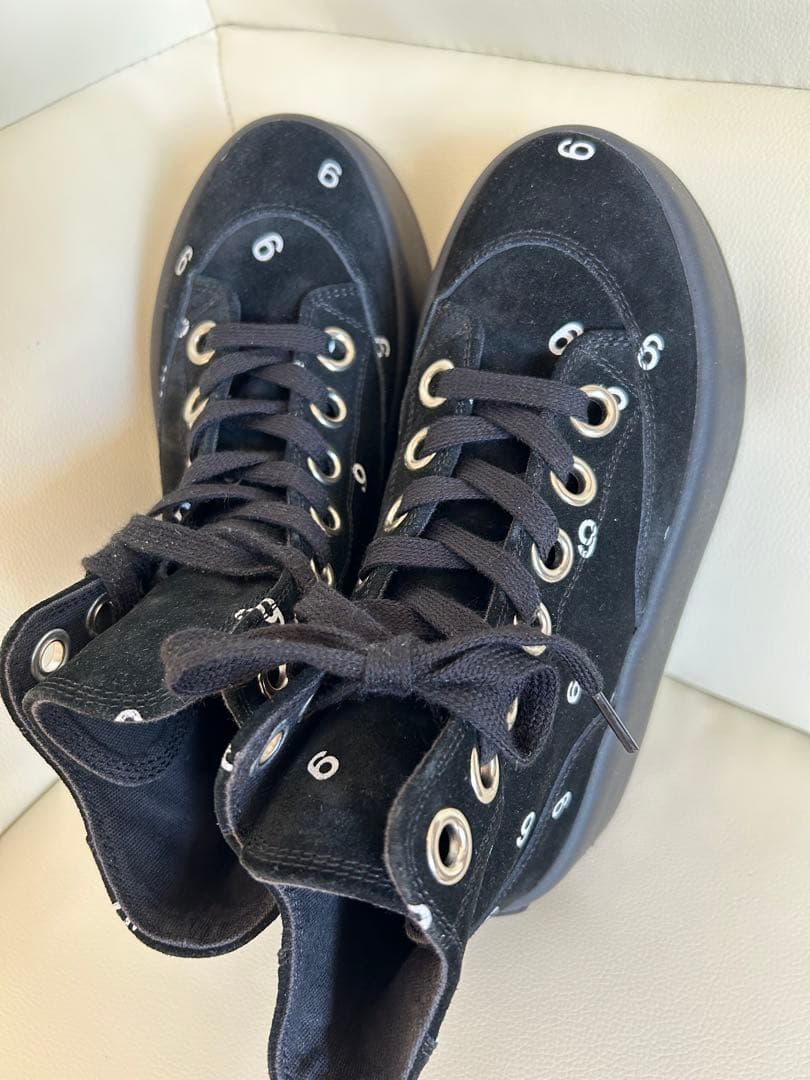 マルジェラ　ブラック 厚底 ハイカットスニーカー