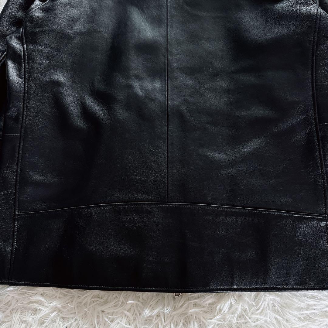 【BEAMS HEART】シングルライダースジャケット 羊革 ブラック XL