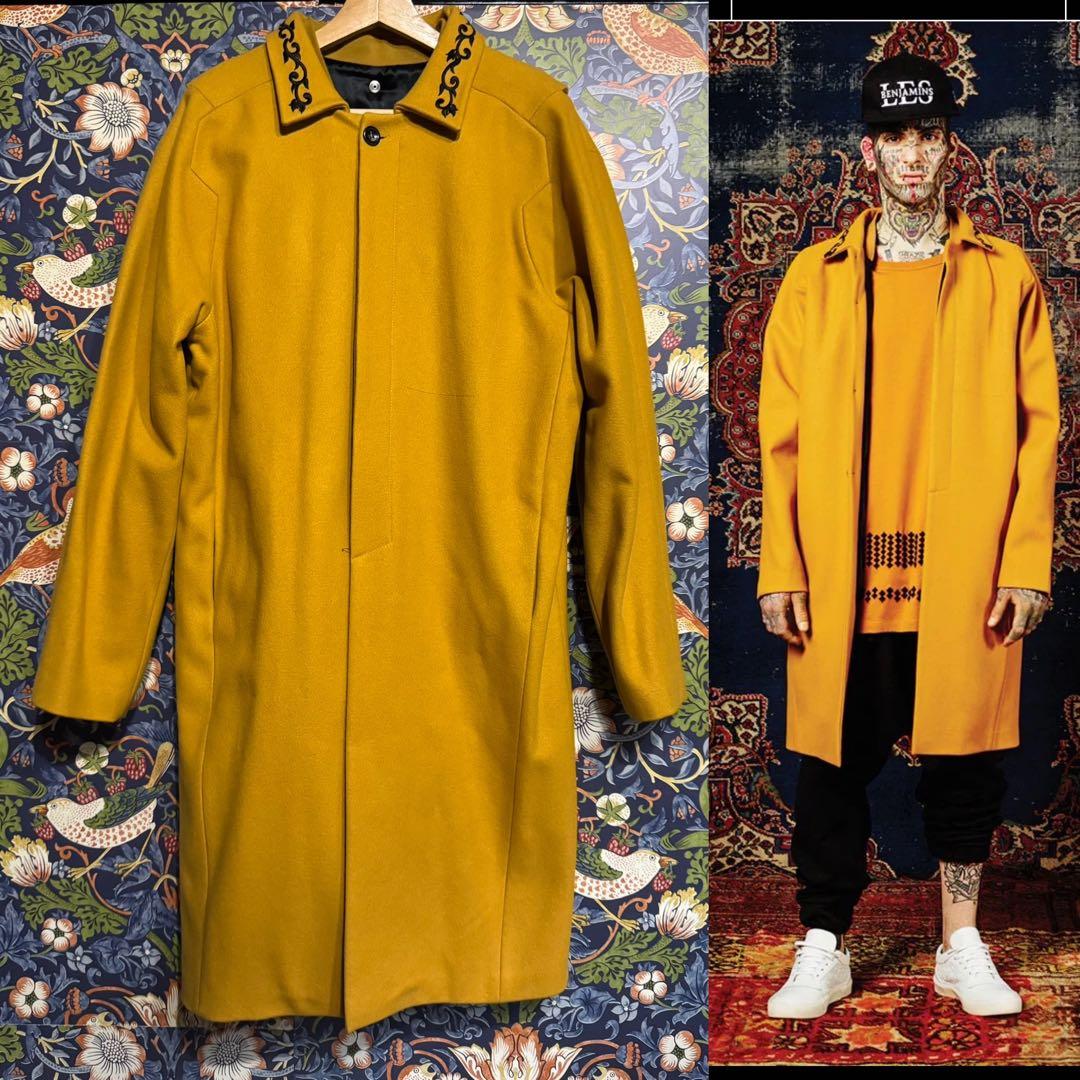 す*ん様 LES BENJAMINS レスベンジャミンズ イエロー刺繍ウールコー