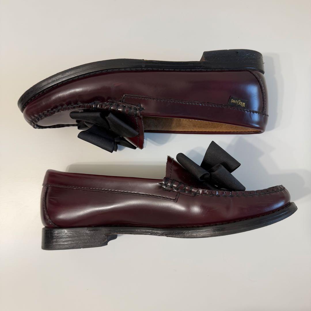 希少 G.H.BASS Weejunsリボン ローファー 24cm バーガンディ