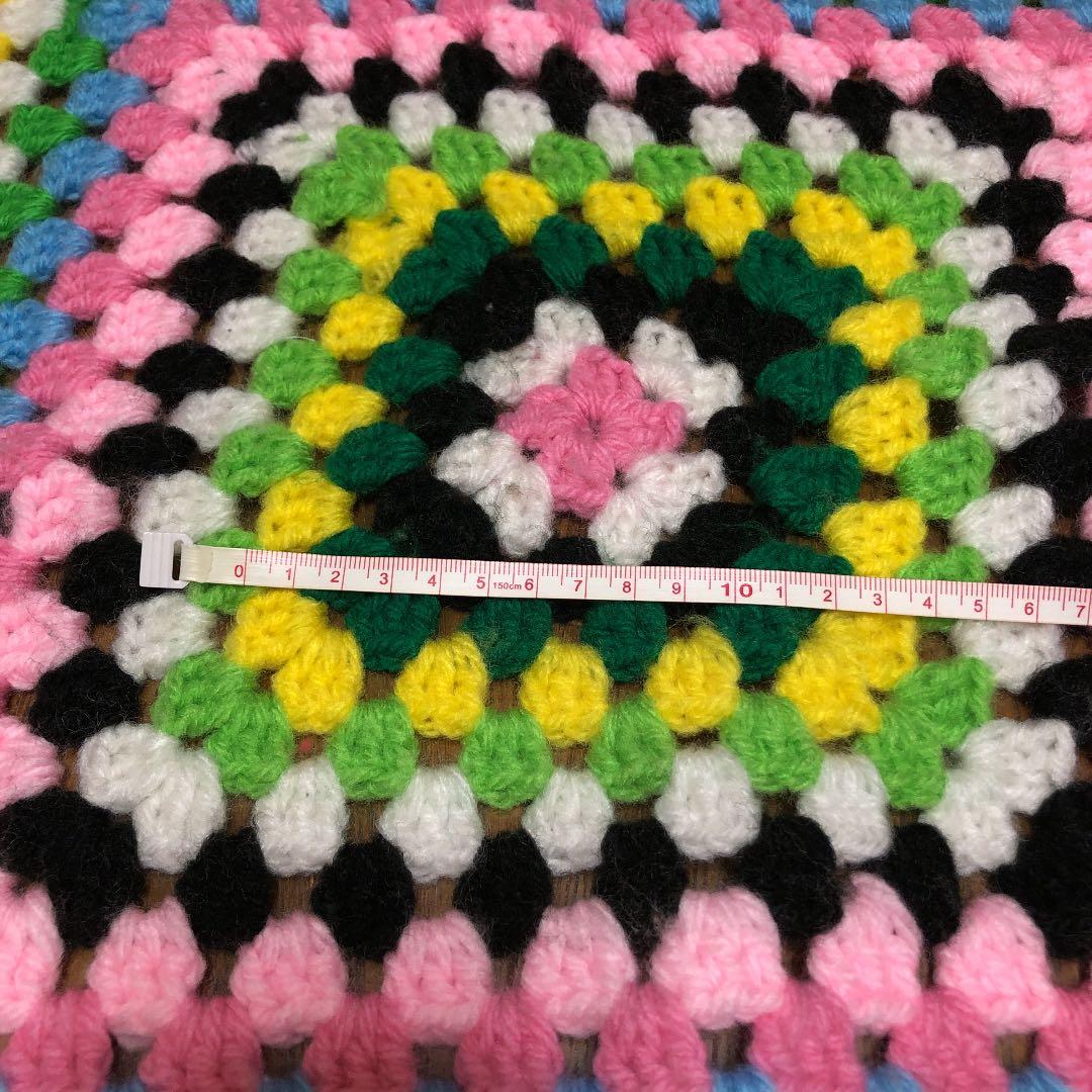 ハンドメイド カラフルな毛糸モチーフ編みカバー マット アフガン ソファーカバー
