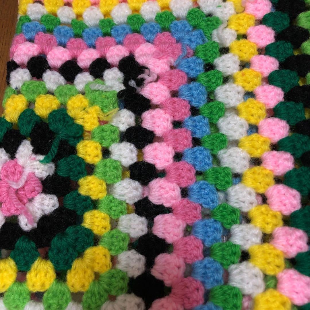 ハンドメイド カラフルな毛糸モチーフ編みカバー マット アフガン ソファーカバー