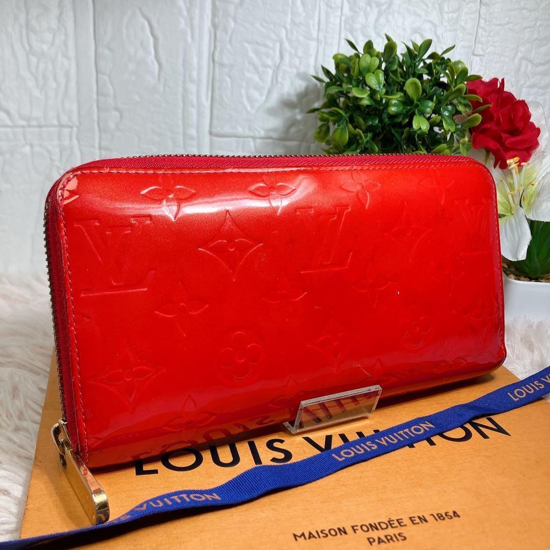 美品 ヴェルニ ルイヴィトン エナメル ジッピーウォレット オレンジ
