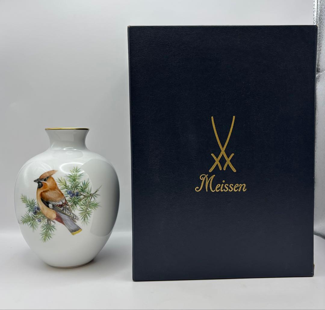 マイセン 色絵金彩 細密細工 手描き画天使 花蓋付飾り壷 花瓶 高さ43cm