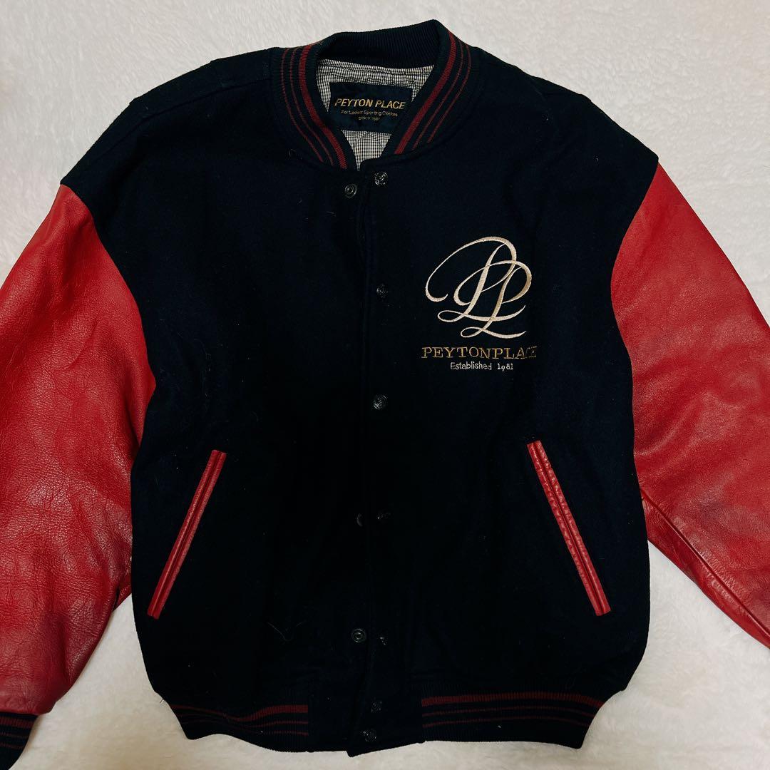 PEYTON PLACE スタジャン赤黒 カウレザー 刺繍 希少 ビンテージ