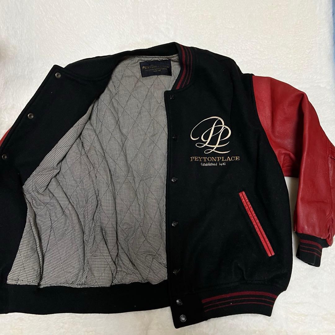 PEYTON PLACE スタジャン赤黒 カウレザー 刺繍 希少 ビンテージ