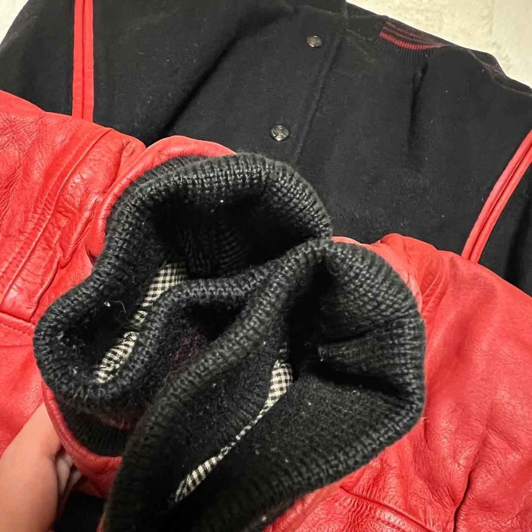 PEYTON PLACE スタジャン赤黒 カウレザー 刺繍 希少 ビンテージ