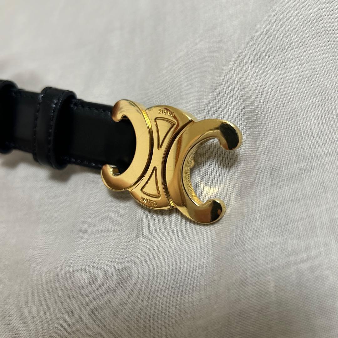 CELINE 黒 トリオンフレザーベルト