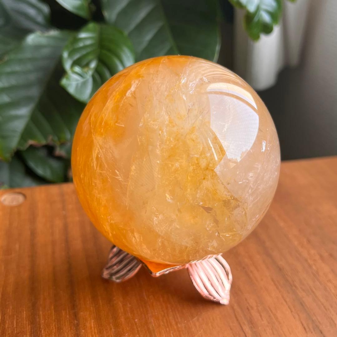 天然石スフィア 水晶ゴールデンヒラー 直径約75.6mmのスフィア