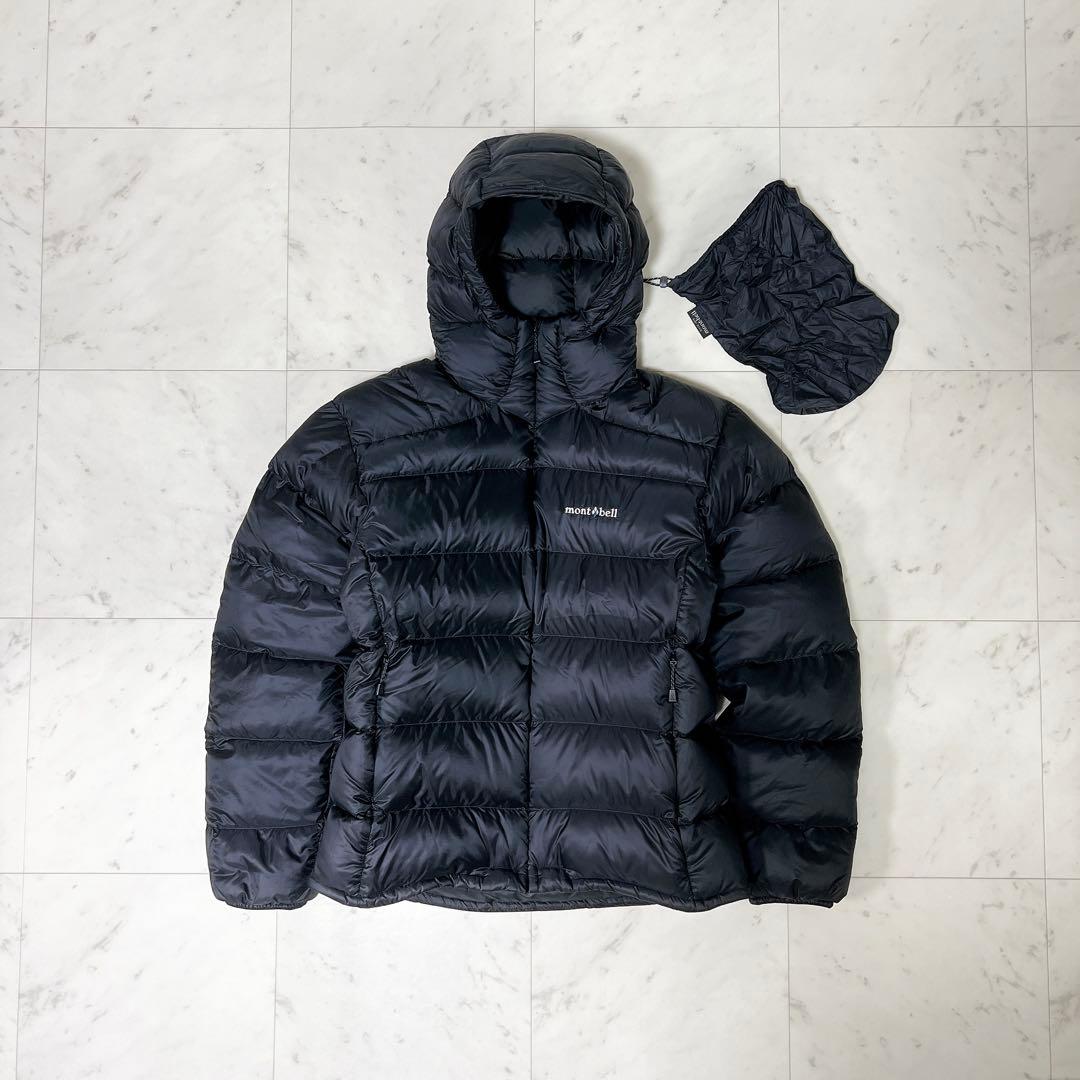 美品》モンベル ライトアルパインダウンパーカ ドローコード ブラック