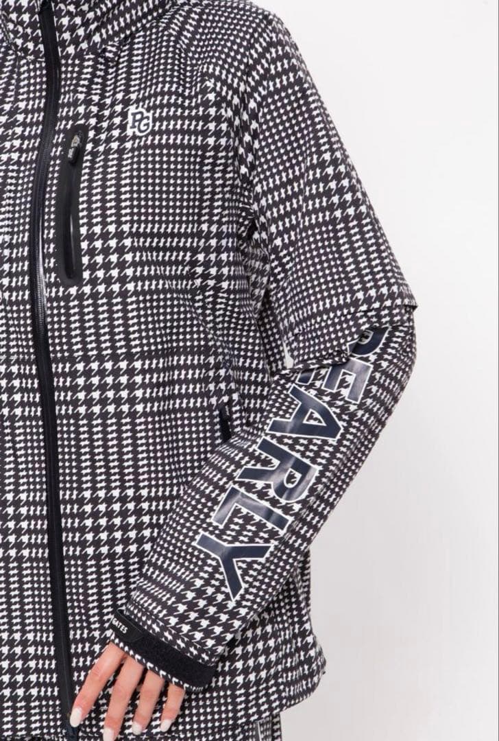 新品 パーリーゲイツ ストレッチ 千鳥柄 レインウェア 上下 セットアップ 0