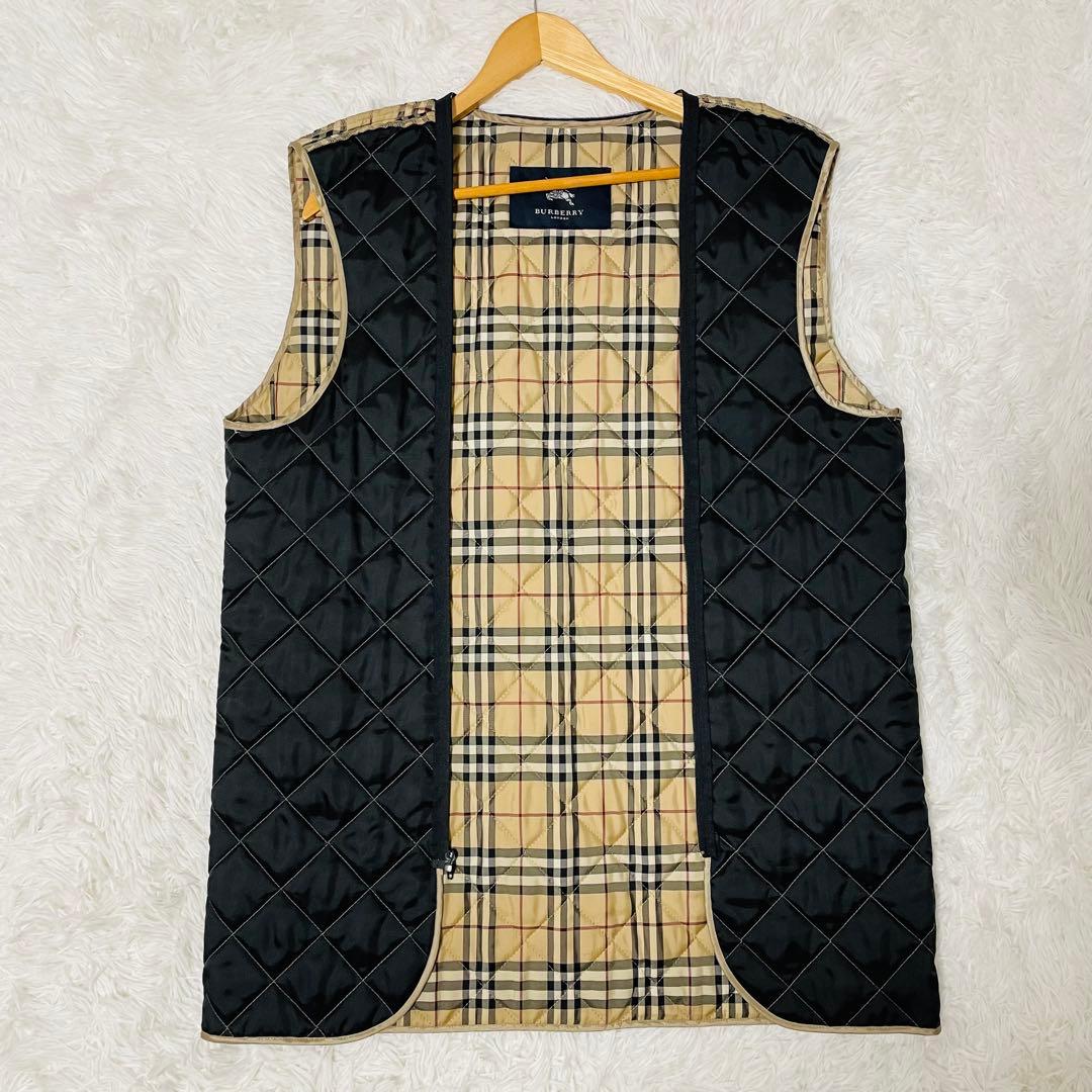 バーバリーロンドン　フェイクレザー　ステンカラーコート　ノバチェックライナー　L