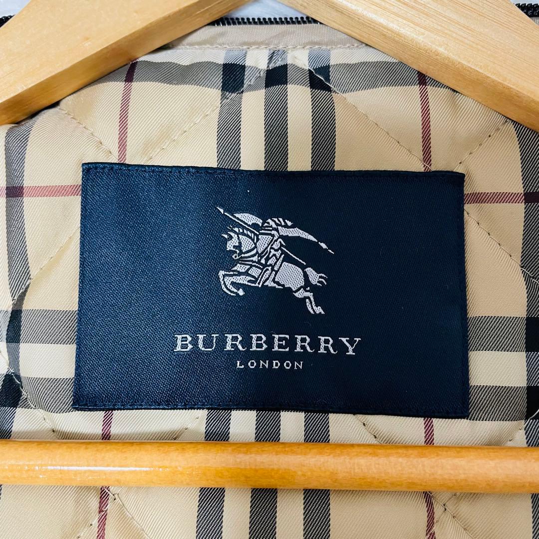 バーバリーロンドン　フェイクレザー　ステンカラーコート　ノバチェックライナー　L